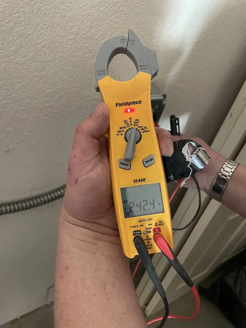 Voltage testing with clamp meter during Hot Tub / Pool Electrical Wiring in Richmond